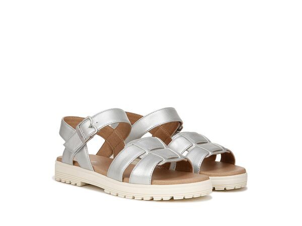 ドクター・ショール レディース サンダル シューズ Take Five Flat Sandal Metallic Silver