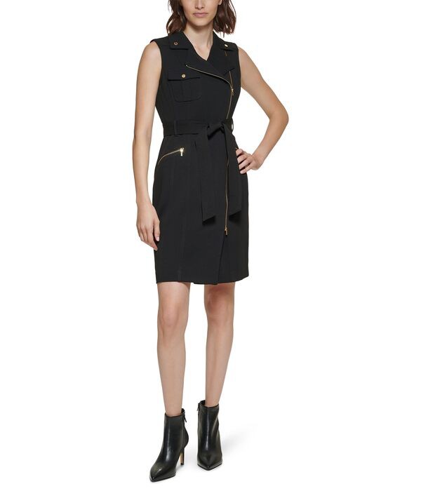 カルバンクライン レディース ワンピース トップス Scuba Crepe Motto Dress Black