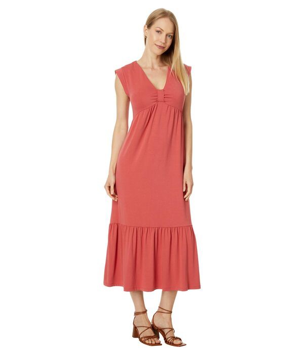 トミー ヒルフィガー レディース ワンピース トップス Solid Tiered Midi Dress Mineral Red