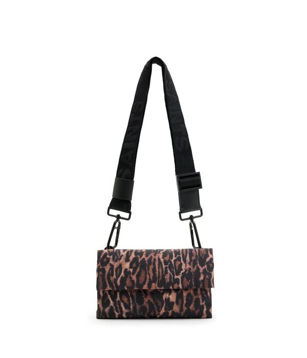 オールセインツ レディース ハンドバッグ バッグ Ezra Nylon Crossbody Leopard Brown