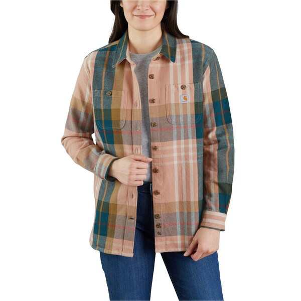 カーハート レディース シャツ トップス Carhartt 105576 Loose Fit Heavyweight Twill Plaid Shirt - Long Sleeve Stucco