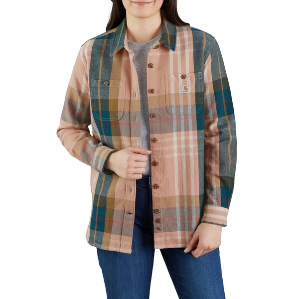 カーハート レディース シャツ トップス Carhartt 105576 Loose Fit Heavyweight Twill Plaid Shirt - Long Sleeve Stuccoの通販は 8,383円