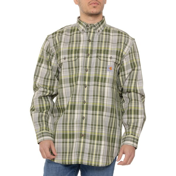 カーハート メンズ シャツ トップス Carhartt 104507 Big and Tall Flame-Resistant ForceR Loose Fit Midweight Twill Plaid Shirt - Lo