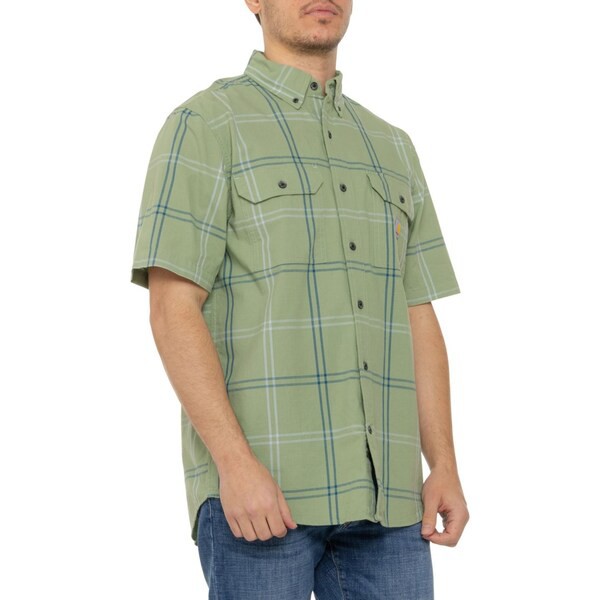 カーハート メンズ シャツ トップス Carhartt 106140 Big and Tall Loose Fit Midweight Plaid Shirt - Short Sleeve Loden Frostの通販は