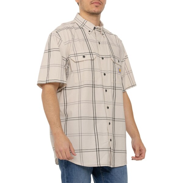 カーハート メンズ シャツ トップス Carhartt 106140 Big and Tall Loose Fit Midweight Plaid Shirt - Short Sleeve Maltの通販は 7,462円