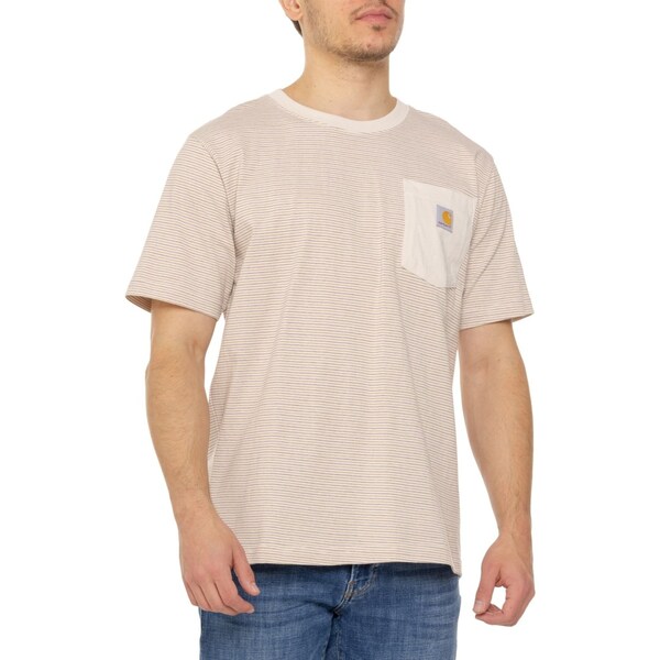 カーハート メンズ シャツ トップス Carhartt 106145 Relaxed Fit Heavyweight Pocket Striped T-Shirt - Short Sleeve Malt/Apple Butteの通販は 5,561円