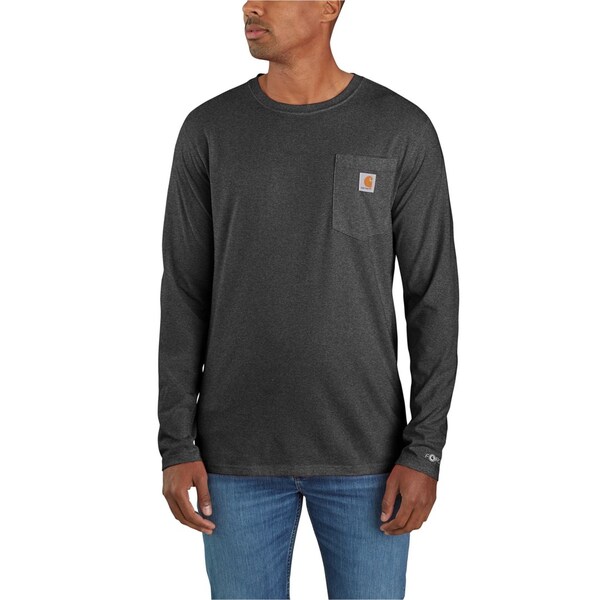 カーハート メンズ シャツ トップス Carhartt 104617 ForceR Relaxed Fit Midweight Pocket T-Shirt - UPF 25 Long Sleeve Carbon Heatheの通販は 7,480円