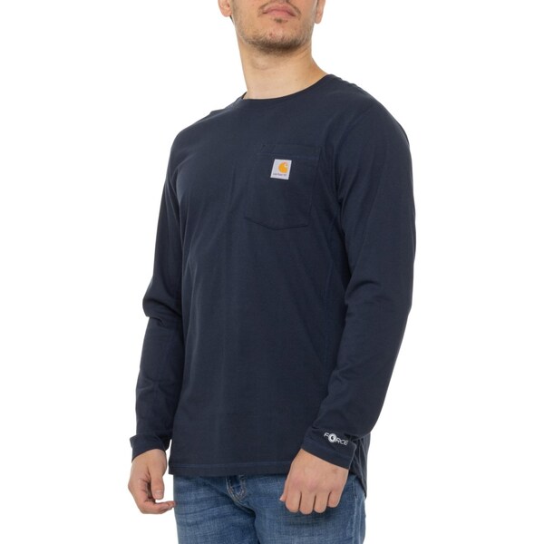 カーハート メンズ シャツ トップス Carhartt 104617 ForceR Relaxed Fit Midweight Pocket T-Shirt - UPF 25 Long Sleeve Navyの通販は 6,582円