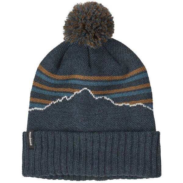 パタゴニア メンズ 帽子 アクセサリー Patagonia Powder Town Beanie Fitz Roy Stripe Knit: Smolder Blue