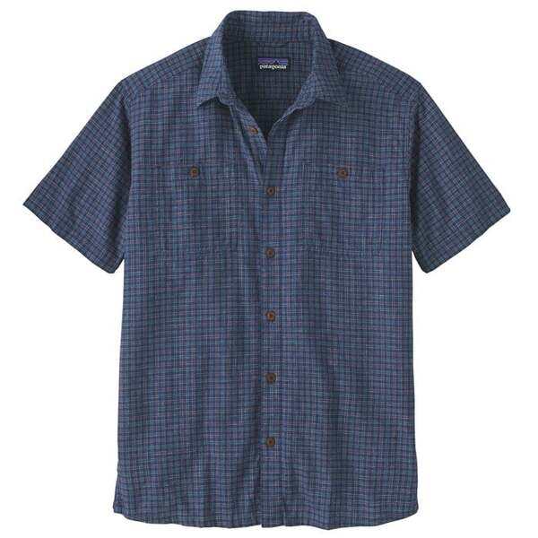 パタゴニア メンズ シャツ トップス Patagonia Back Step Short-Sleeve Button-Down Shirt  Rainfall Plaid: Stone Blue