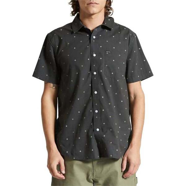 ブリクストン メンズ シャツ トップス Brixton Charter Print Short-Sleeve Shirt - Men's Washed Black Pyramidの通販は