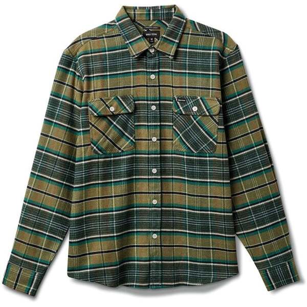 ブリクストン メンズ シャツ トップス Brixton Bowery Stretch WR Flannel Olive Surplus/Spruce/Blackの通販は 11,455円
