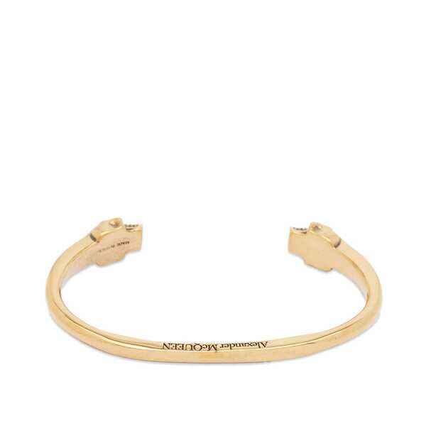 alexander mcqueen gold twin skull bracelet