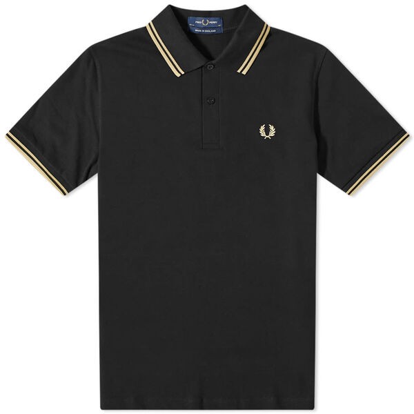 フレッドペリー メンズ ポロシャツ トップス Fred Perry Reissues Original Twin Tipped Polo Black & Champagne