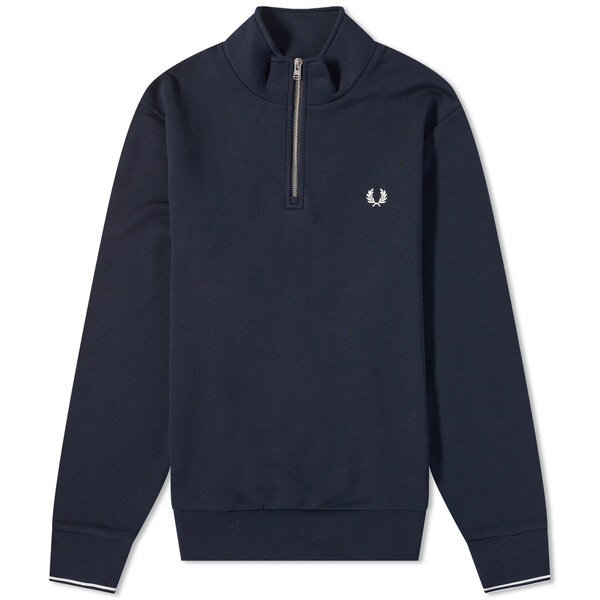 フレッドペリー メンズ パーカー・スウェット アウター Fred Perry Quarter Zip Sweat Navyの通販は