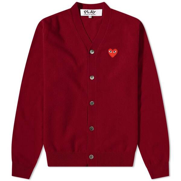 コム・デ・ギャルソン メンズ ニット・セーター アウター Comme des Garcons Play Red Heart Cardigan Burgundy