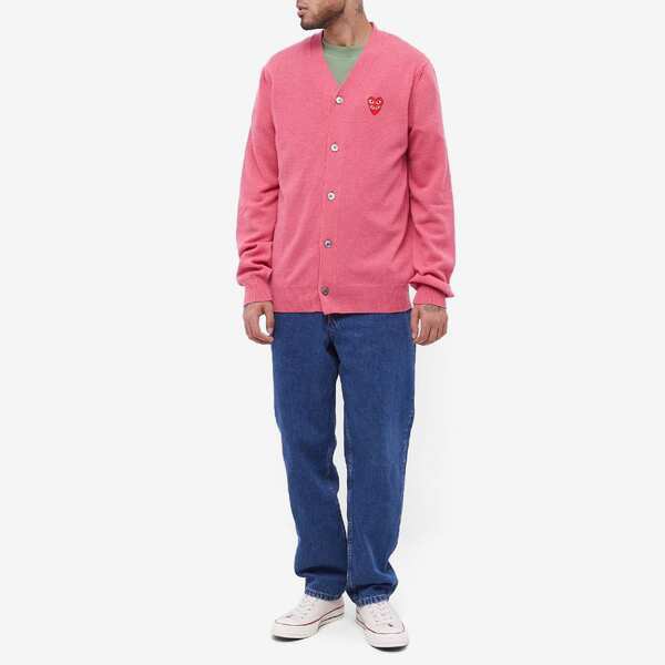 コム・デ・ギャルソン メンズ ニット・セーター アウター Comme des Garcons Play Overlapping Heart Cardigan Pink