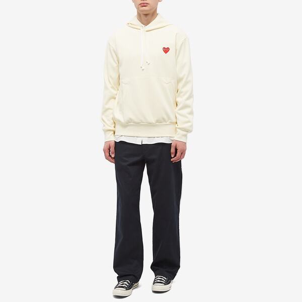 コム・デ・ギャルソン メンズ パーカー・スウェット アウター Comme des Garcons Play Red Heart Pullover Hoody Ivory