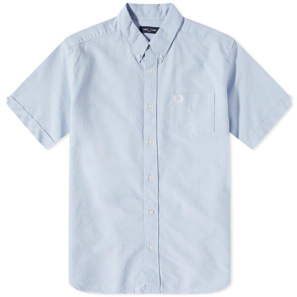 フレッドペリー メンズ シャツ トップス Fred Perry Short Sleeve Oxford Shirt Light Smoke