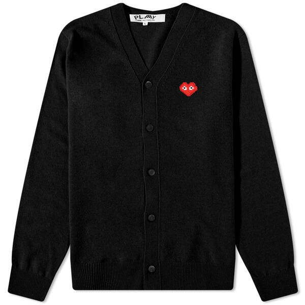 コム・デ・ギャルソン メンズ ニット・セーター アウター Comme des Garcons Play Invader Heart V-Neck Cardigan Black