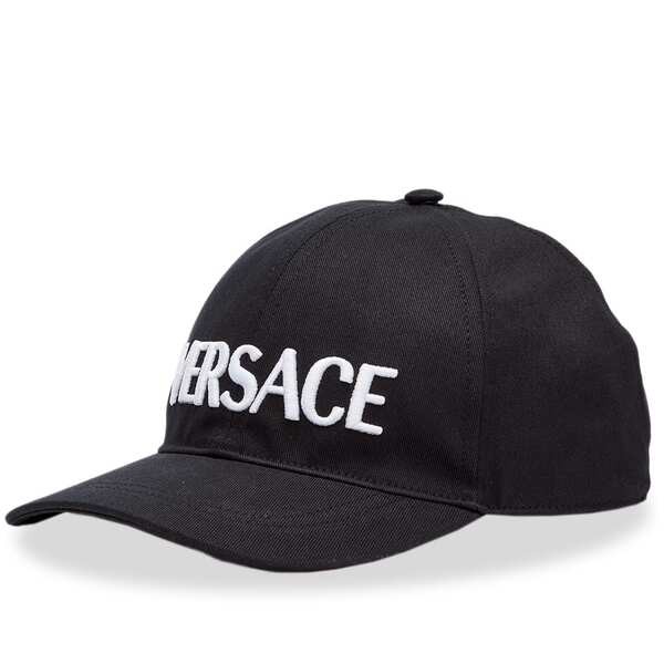 ヴェルサーチ メンズ 帽子 アクセサリー Versace Logo Cap Black