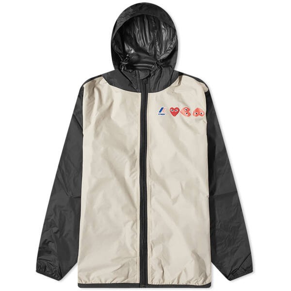 コム・デ・ギャルソン メンズ ジャケット・ブルゾン アウター Comme des Garcons Play x K-Way Full Zip Block Colour Jacket Beige & Bl