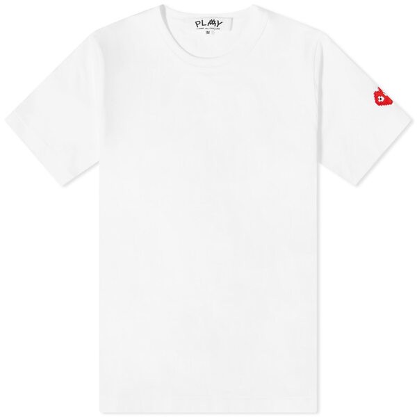 コム・デ・ギャルソン レディース Tシャツ トップス Comme des Garcons Play Women's Invader Sleeve T-Shirt White