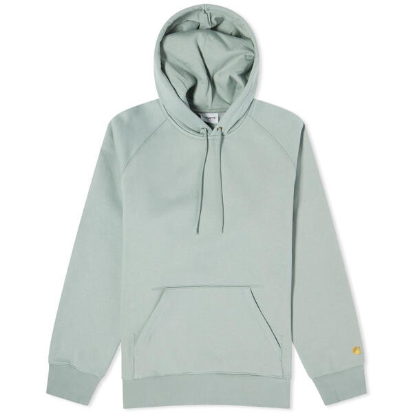 カーハート メンズ パーカー・スウェット アウター Carhartt WIP Hooded Chase Sweat Glassy Teal & Goldの通販は