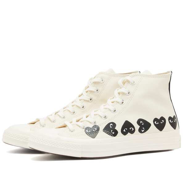 コム・デ・ギャルソン メンズ スニーカー シューズ Comme des Garcons Play x Converse Multi Heart High Sneaker Beige