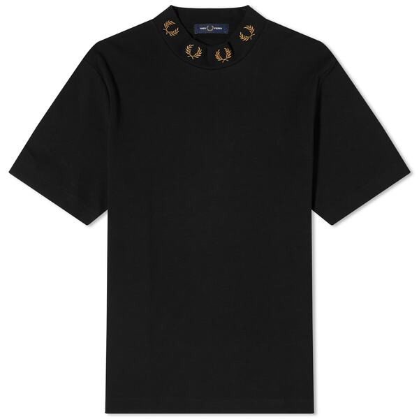 フレッドペリー メンズ Tシャツ トップス Fred Perry Laurel Wreath High Neck T-Shirt Blackの通販は