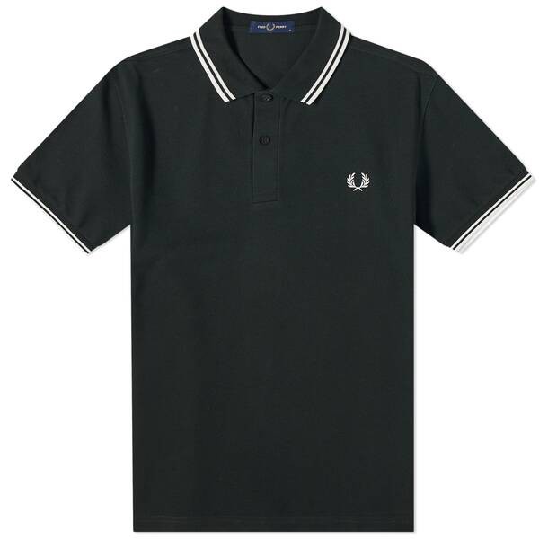 フレッドペリー メンズ ポロシャツ トップス Fred Perry Twin Tipped Polo Night Green & Snow White