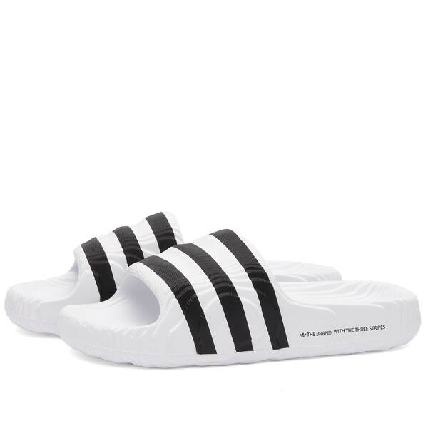 アディダス メンズ スニーカー シューズ Adidas ADILETTE 22 White & Core Black