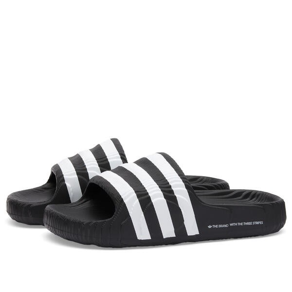 アディダス メンズ スニーカー シューズ Adidas ADILETTE 22 Core Black & White