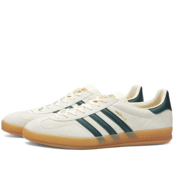 アディダス メンズ スニーカー シューズ Adidas GAZELLE INDOOR Cream White Collegiate Green & Gum