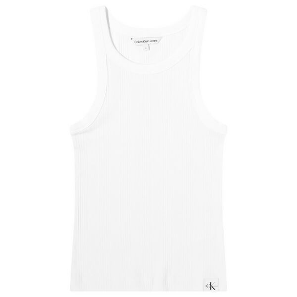 カルバンクライン レディース タンクトップ トップス Calvin Klein Variegated Rib Woven Tab Tank Bright White