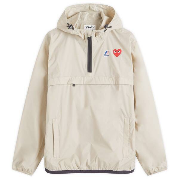 コム・デ・ギャルソン メンズ ジャケット・ブルゾン アウター Comme des Garcons Play x K-Way Half Zip Packable Jacket Beige