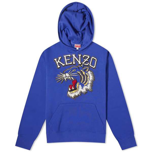 ケンゾー メンズ パーカー・スウェット アウター Kenzo Tiger Varsity Slim Popover Hoody Deep Sea Blue