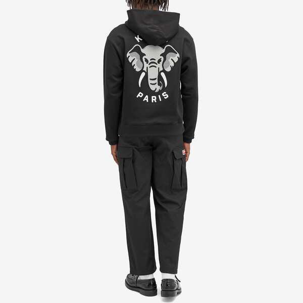 ケンゾー メンズ パーカー・スウェット アウター Kenzo Elephant Popover Hoody Black