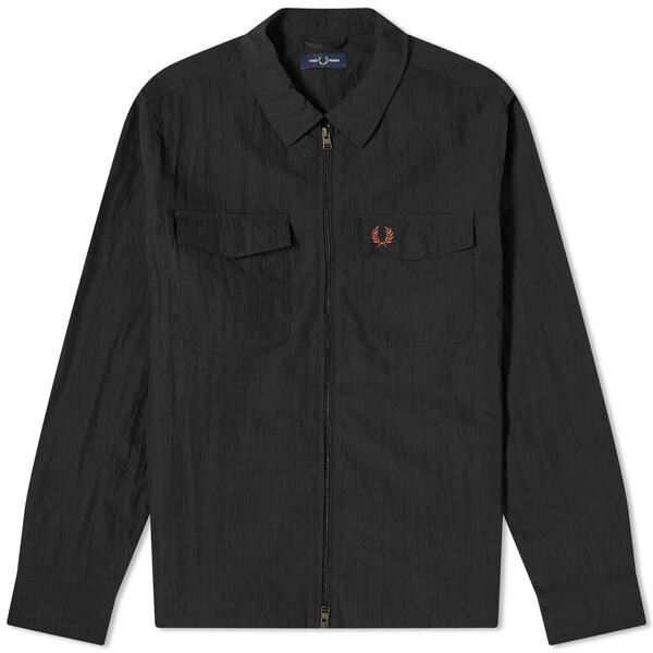 フレッドペリー メンズ シャツ トップス Fred Perry Zip Overshirt Black