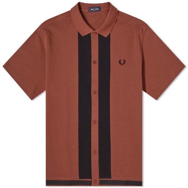 フレッドペリー メンズ ポロシャツ トップス Fred Perry Panel Polo Shirt Whisky Brown