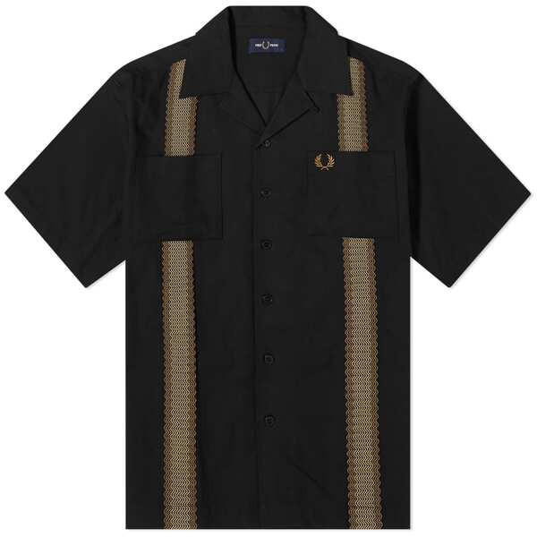 フレッドペリー メンズ シャツ トップス Fred Perry Tape Short Sleeve Vacation Shirt Black