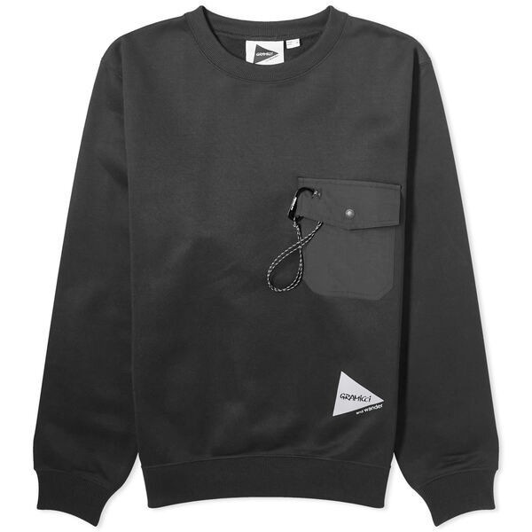 グラミチ メンズ パーカー・スウェット アウター Gramicci x And Wander Pocket Sweatshirt Black