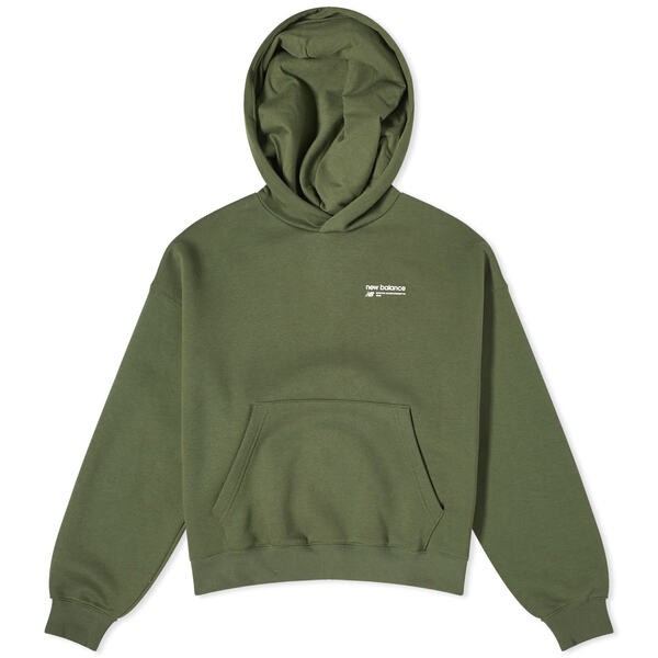 ニューバランス レディース パーカー・スウェット アウター New Balance Linear Heritage Brushed Back Fleece Hoodie Kombu