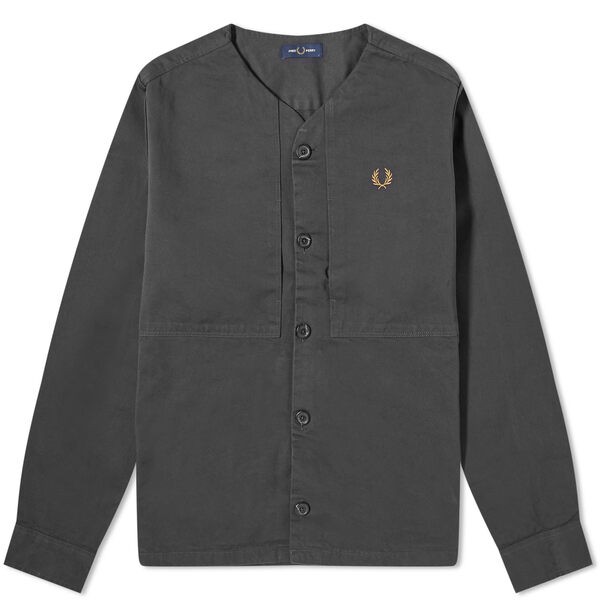 フレッドペリー メンズ シャツ トップス Fred Perry Collarless Overshirt Anchor Grey