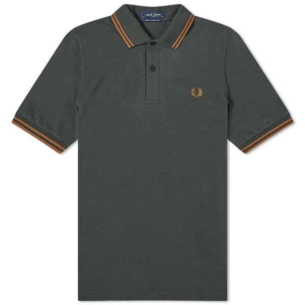 フレッドペリー メンズ ポロシャツ トップス Fred Perry Original Twin Tipped Polo Night Green & Dark Caramel