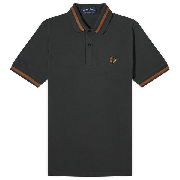 フレッドペリー メンズ ポロシャツ トップス Fred Perry Original Single Tipped Polo Night Green & Dark Caramel