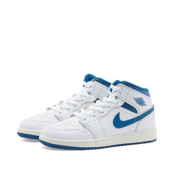 ジョーダン メンズ スニーカー シューズ Air Jordan 1 Mid SE GS White Industrial Blue & Sail