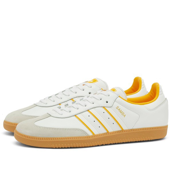 アディダス メンズ スニーカー シューズ Adidas Samba OG White Crystal White & Crew Yellow
