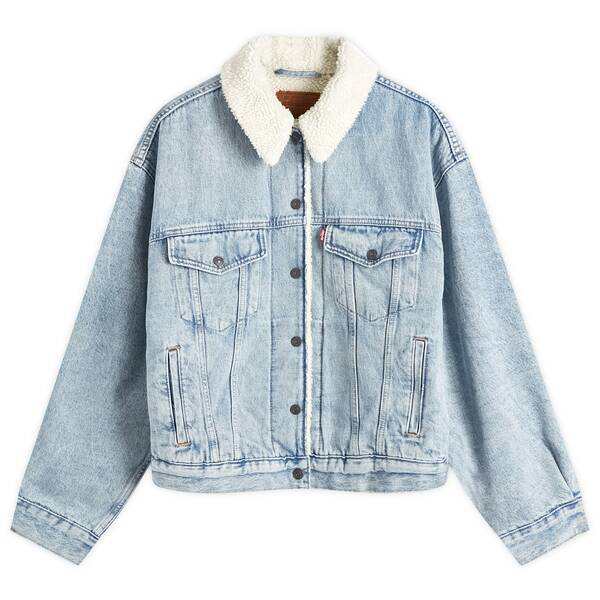 リーバイス レディース ジャケット・ブルゾン アウター Levi's Denim Sherpa Trucker Jacket Blue