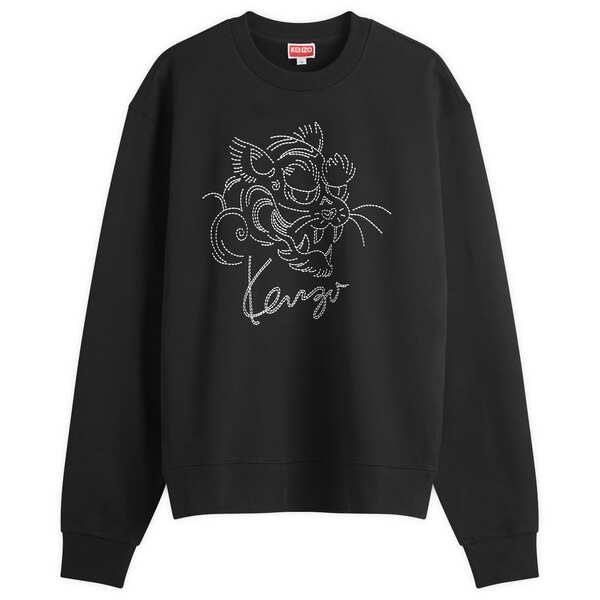 ケンゾー メンズ パーカー・スウェット アウター Kenzo Star Tiger Crew Sweat Black